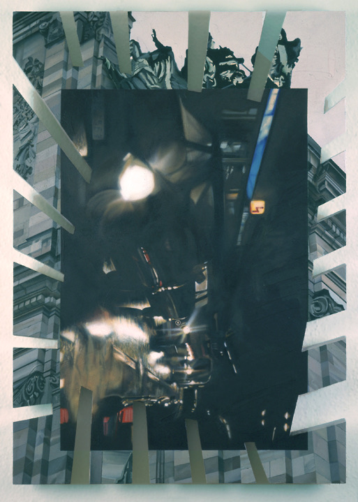 Shaped Canvas Kirche und Stau von Johannes Asmus